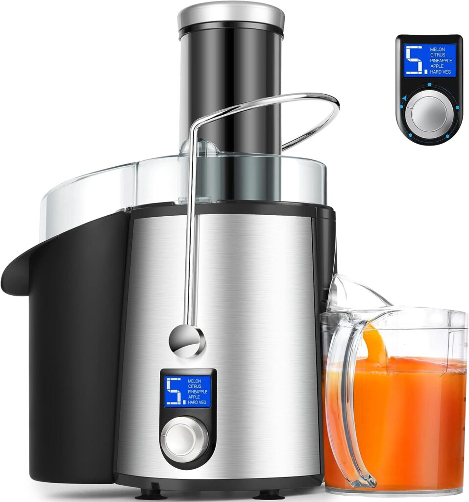 1000W 5 Speeds LCD Screen Centrifugal Juicer Machines Vegetable and Fruit, Regenerate Juice Extractor with Big 3 Wide Mouth, Anti-drip Compact Juice Maker, Easy Clean, High Juice Yield, BPA Free