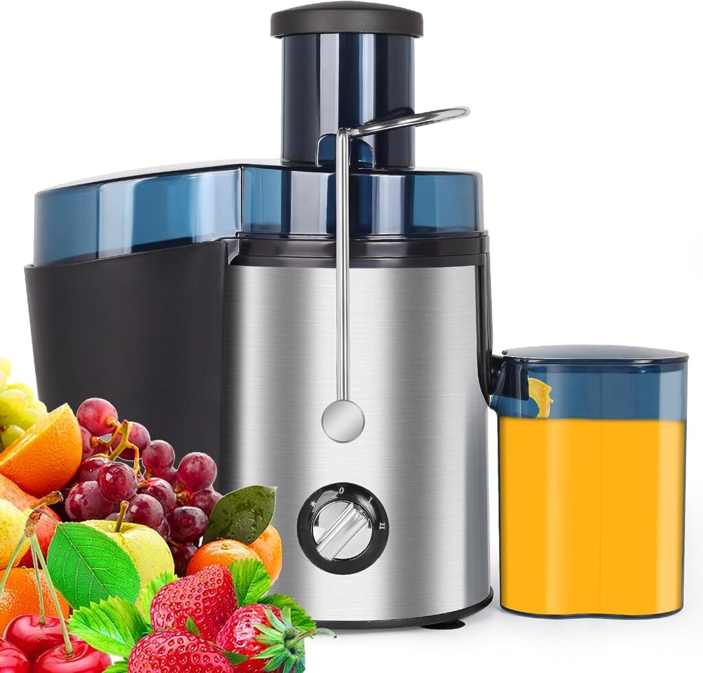 Funyee Juicer Machines, 600W Centrifugal Extractor, Big Mouth 3 Feed Chute, 3-Speeds, Easy to Clean Brush  Quiet Motor for Whole VegetablesFruits, BPA Free Juice Maker
