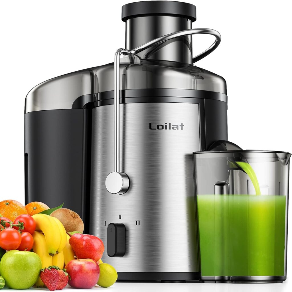 Juicer Machine, 500W Juicer with 3” Wide Mouth for Whole Fruits and Veg, Centrifugal Juice Extractor with 3-Speed Setting, Easy to Clean, Stainless Steel, BPA Free