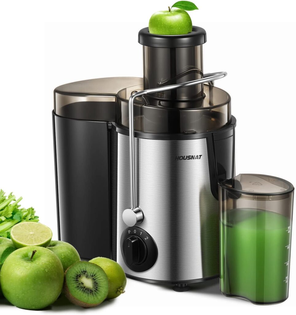 Juicer Machines, HOUSNAT Juicer Whole Fruit and Vegetables with 3-Speed Setting, Upgraded Version 400 W Motor Quick Juicing, Cleaning Brush and Juicing Recipe Included