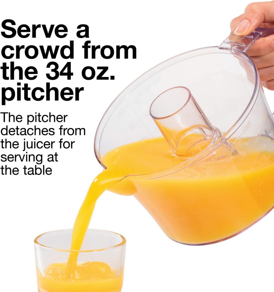 Proctor Silex Electric Citrus Juicer Machine for Orange, Lemon, Grapefruit Juice, 34 oz, White