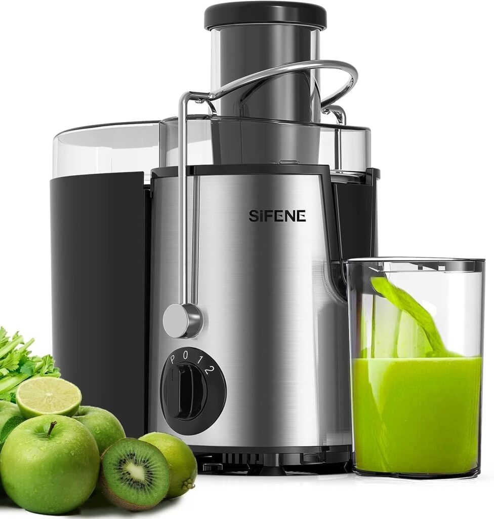 SiFENE Juicer Machine Extractor, 500W High-Speed Quick Juice Making, 3 Wide Chute for Veggies  Fruits, Easy to Clean, BPA Free, Durable Stainless Steel Kitchen Juicer